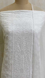 将图像加载到图库查看器中， Lucknowi 手工棉 Chikankari 西装材料 - Honc014843
