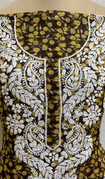 Load image into Gallery viewer, Women&#39;s Lucknowi Handcrafted Printed Kota Cotton Chikankari Unstitched Kurti Fabric - Honc018878