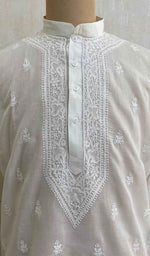 Load image into Gallery viewer, Men&#39;s Lucknowi Handcrafted Cotton Chikankari Kurta - HONC021824
