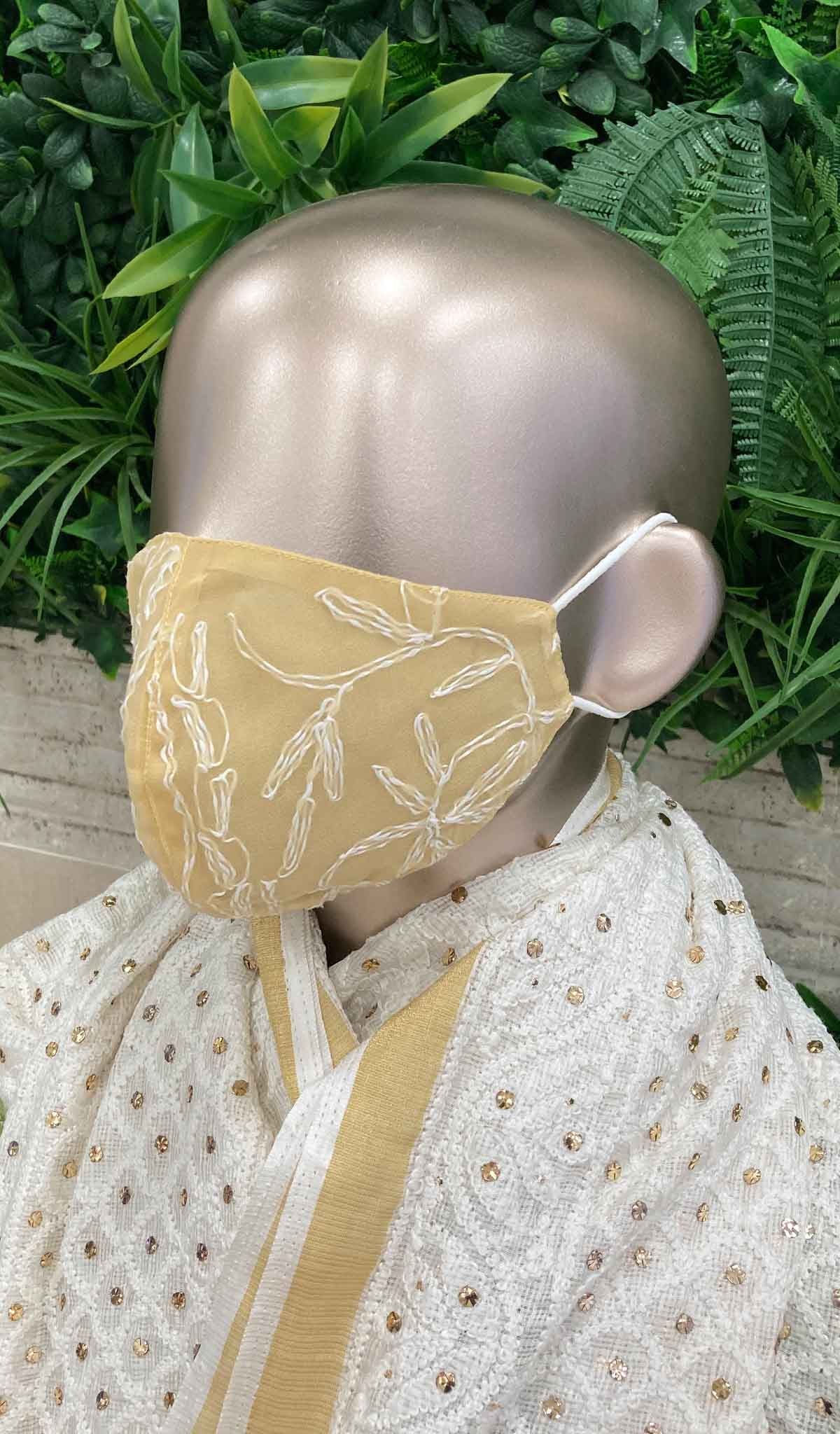 Lucknowi Handcrafted Chikankari Mask - NC0M302