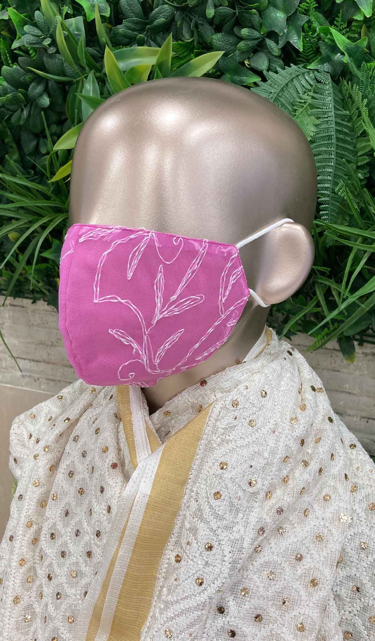 Lucknowi Handcrafted Chikankari Mask - NC0M304
