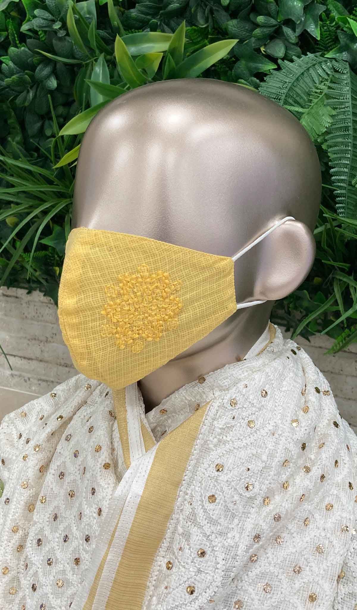 Lucknowi Handcrafted Chikankari Mask - NC0M305