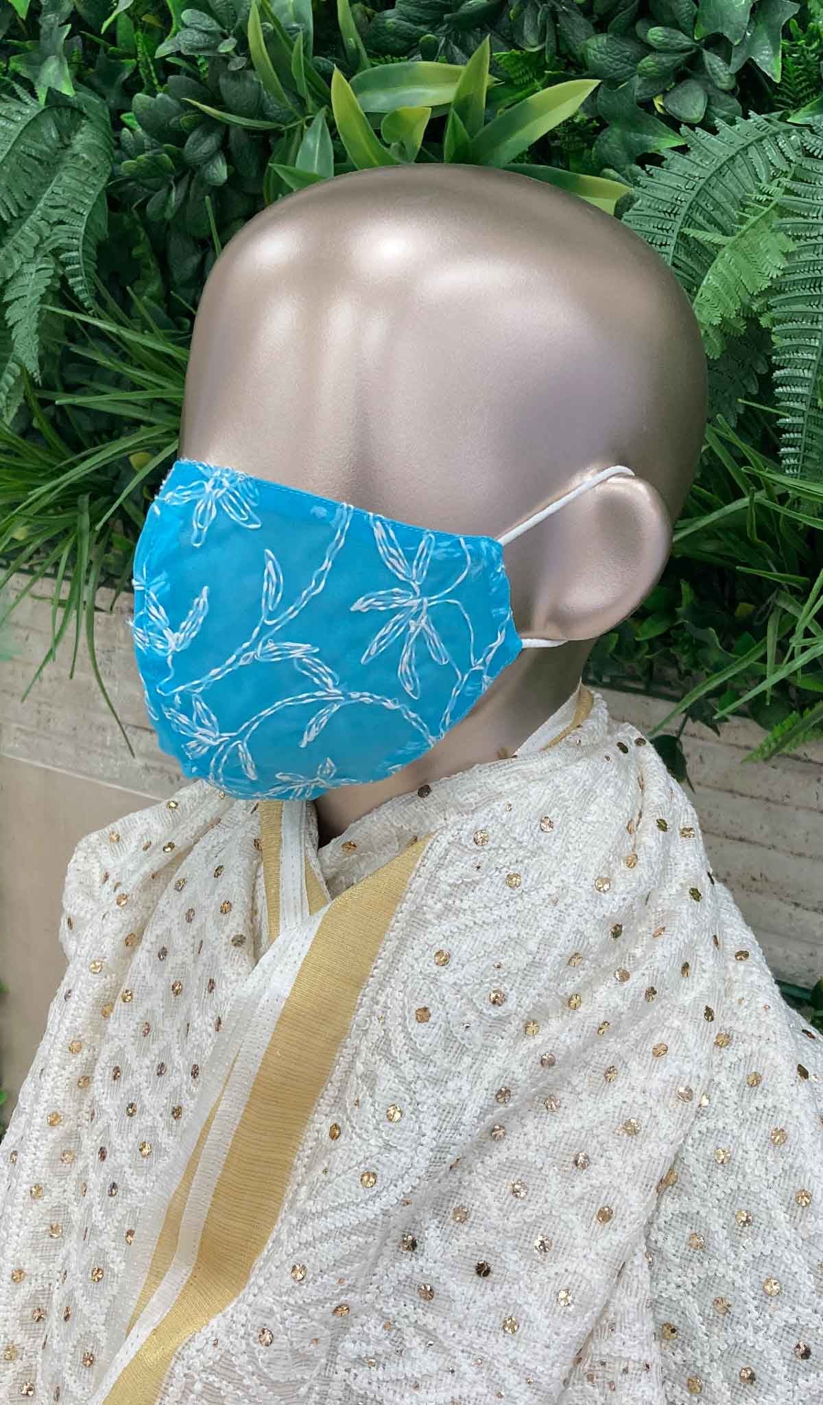 Lucknowi Handcrafted Chikankari Mask - NC0M306