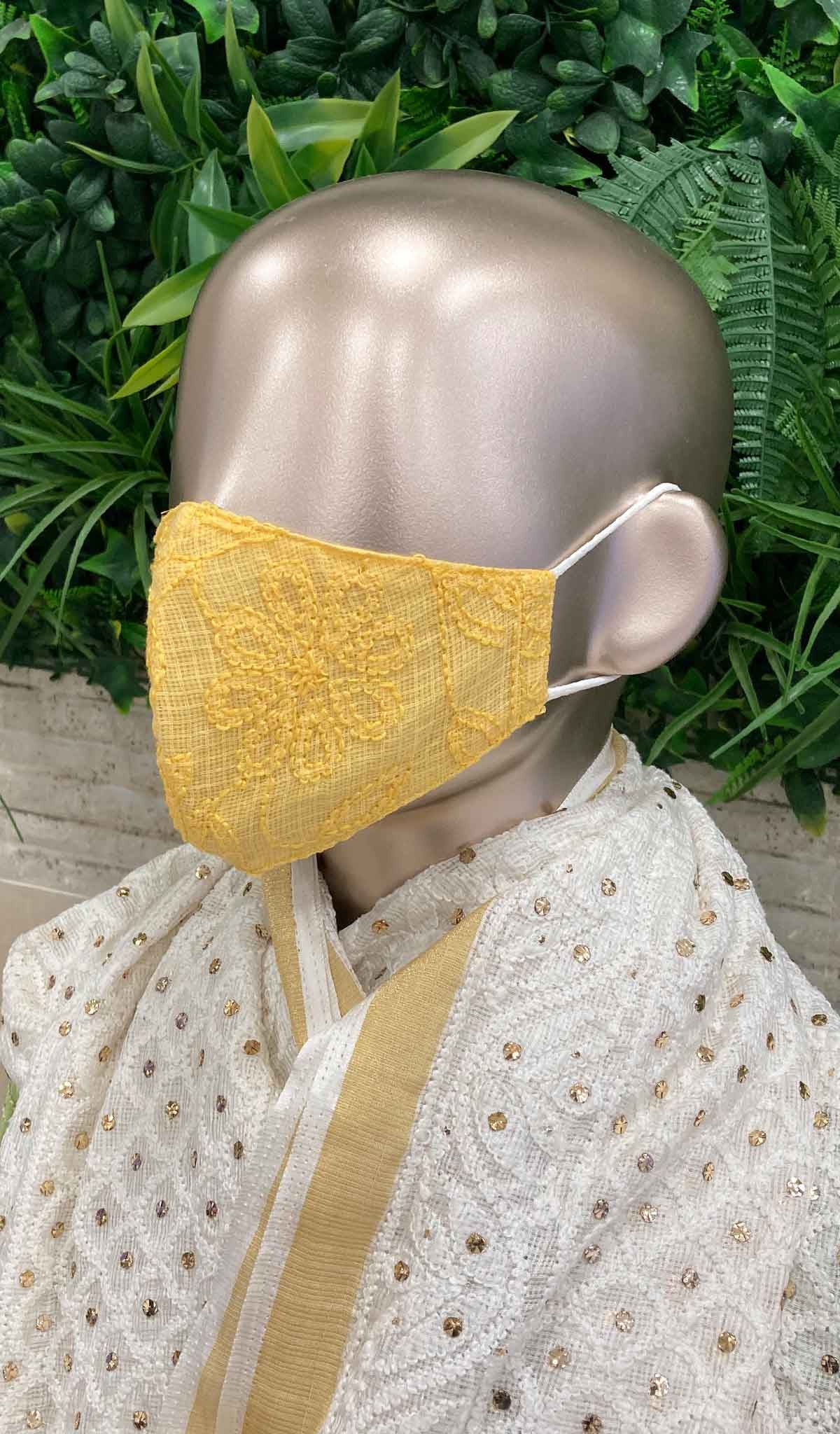 Lucknowi Handcrafted Chikankari Mask - NC0M401