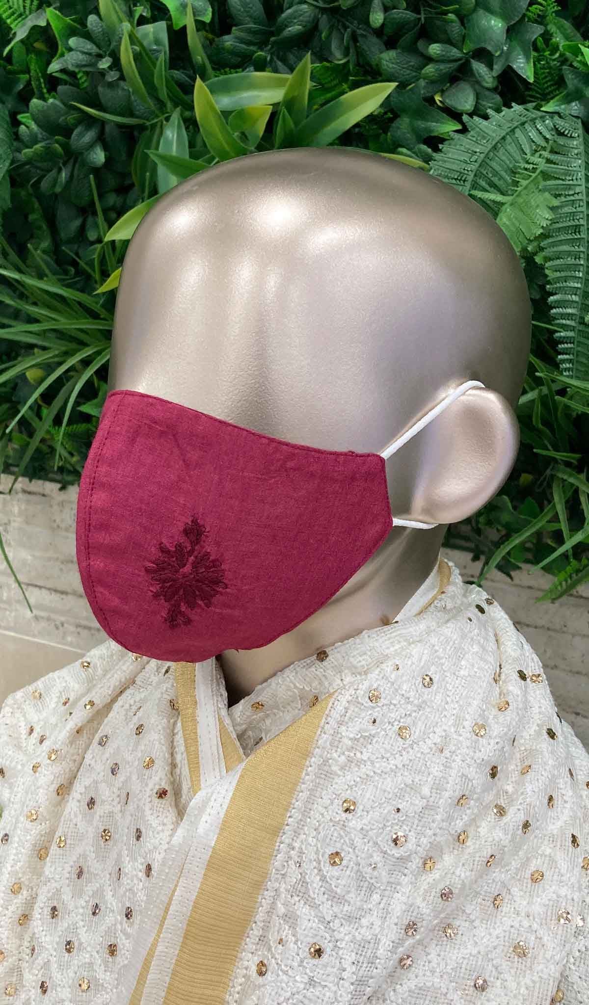 Lucknowi Handcrafted Chikankari Mask - NC0M402
