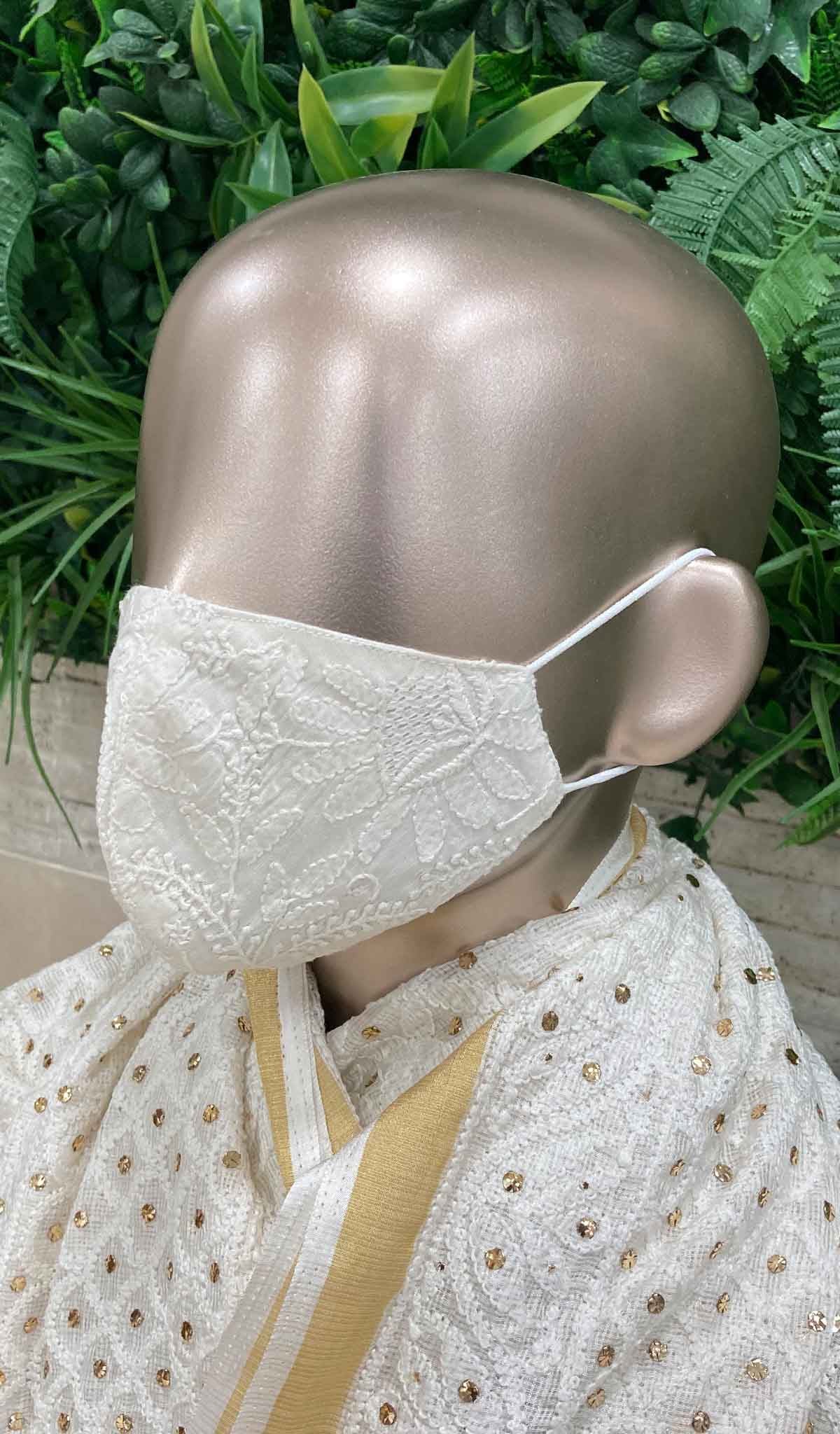 Lucknowi Handcrafted Chikankari Mask - NC0M503