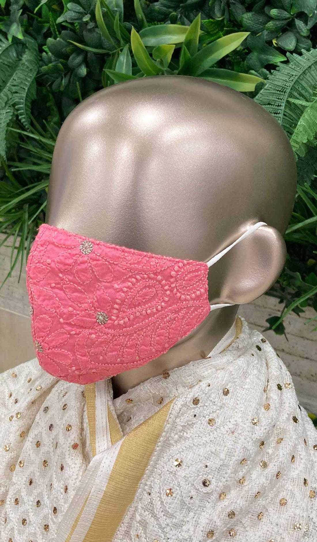 Lucknowi Handcrafted Chikankari Mask - NC0M504