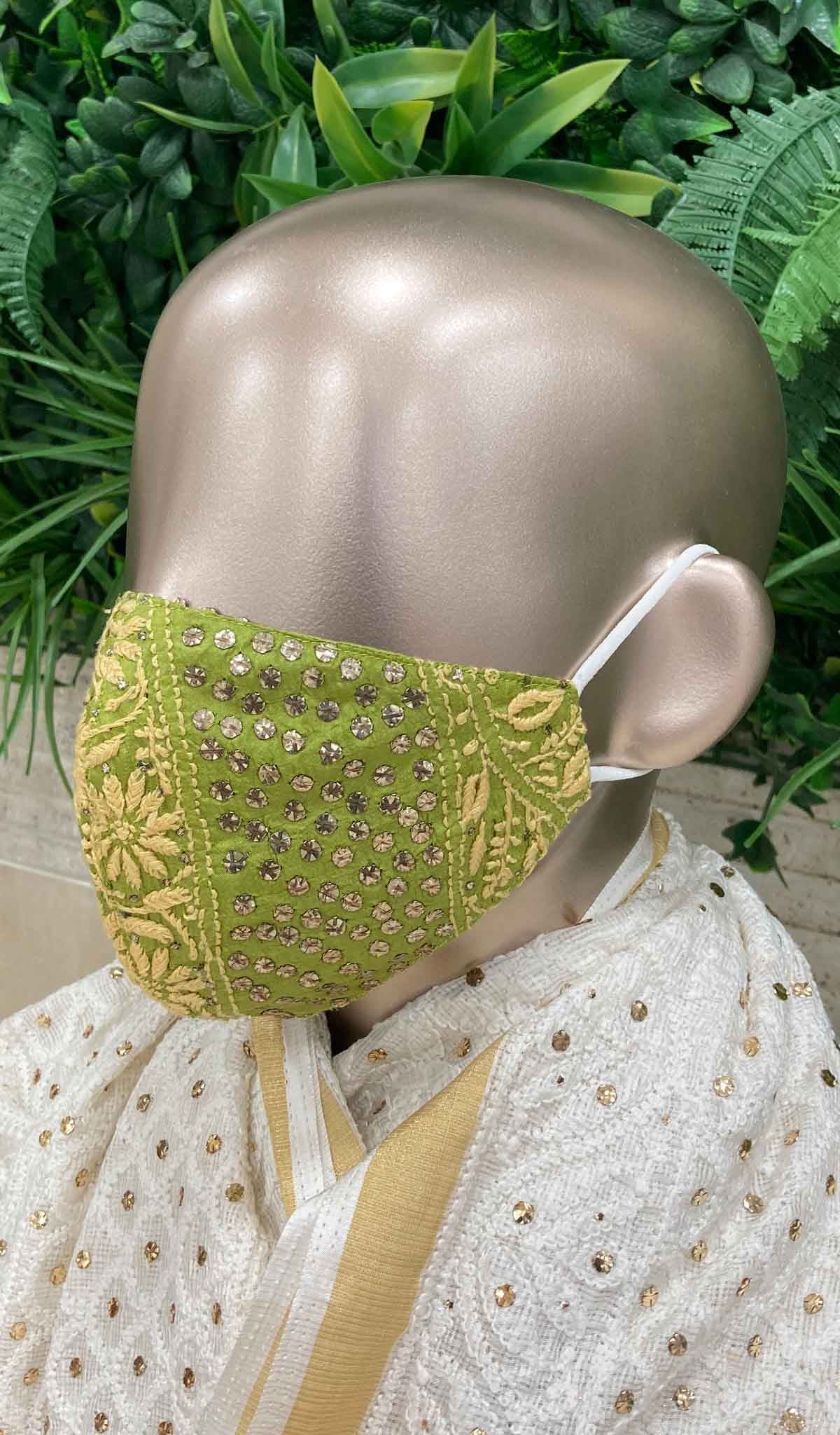 Lucknowi Handcrafted Chikankari Mask - NC0M505