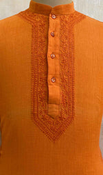 Load image into Gallery viewer, Men&#39;s Lucknowi Handcrafted Cotton Chikankari Kurta - HONC021638
