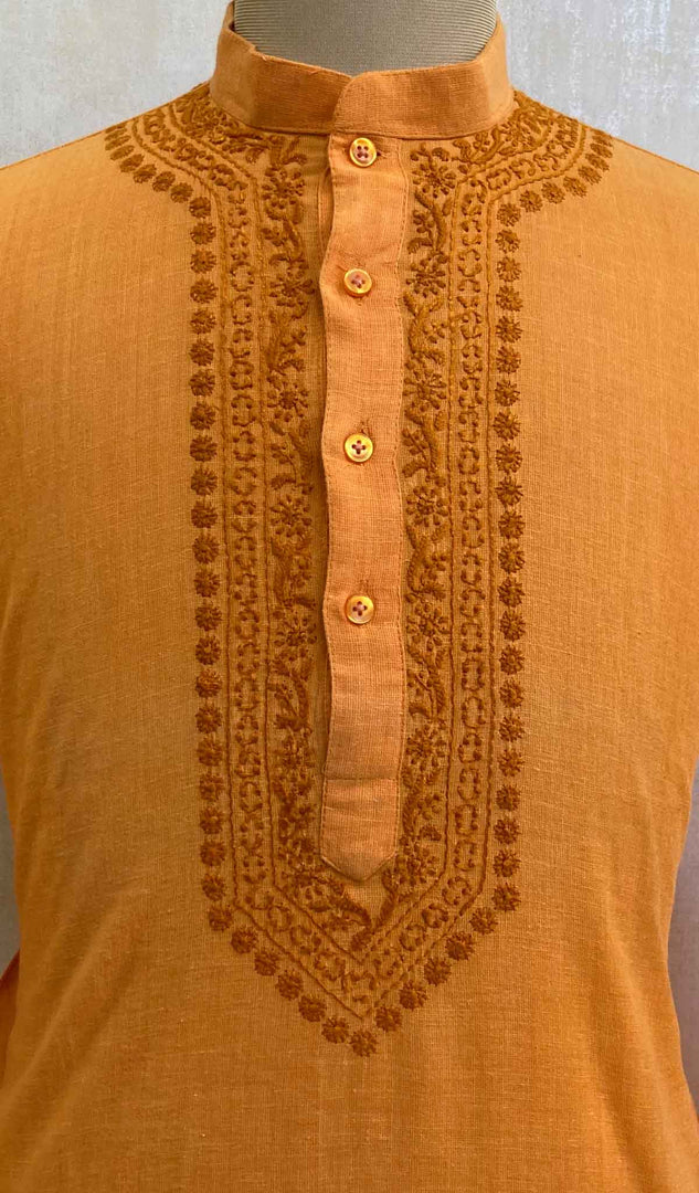 Men's Lucknowi Handcrafted Cotton Chikankari Kurta -  HONC021641