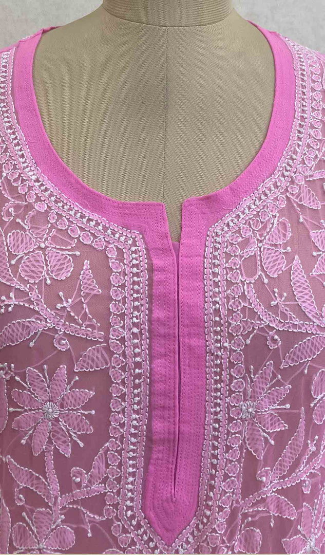 Women's Lucknowi Handcrafted Faux-Georgette Chikankari Top - HONC037189