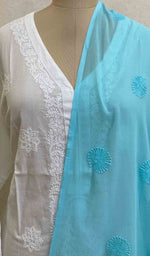 将图像加载到图库查看器中， Lakhnavi 手工棉质 Chikankari Dupatta - HONC018914
