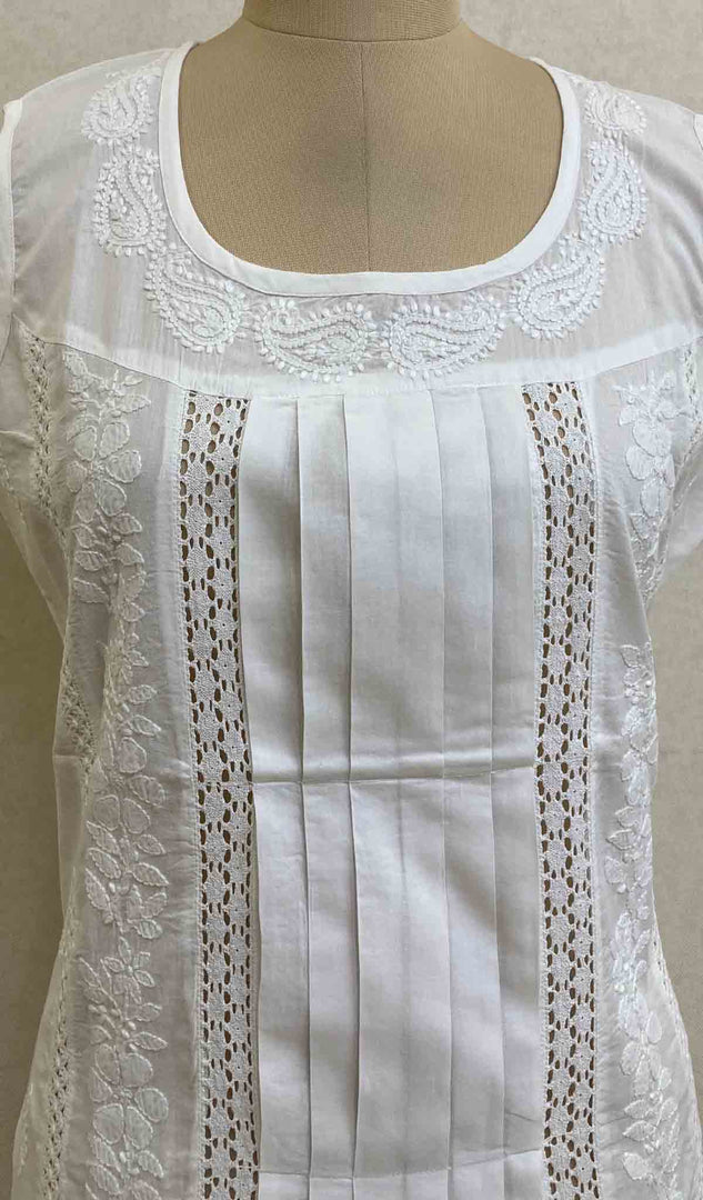 Women's Lakhnavi Handcrafted Cotton Chikankari Top - HONC038211