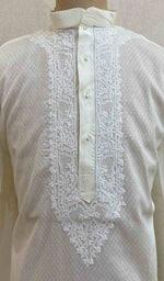 Load image into Gallery viewer, Men&#39;s Lucknowi Handcrafted Cotton Chikankari Kurta - HONC021587
