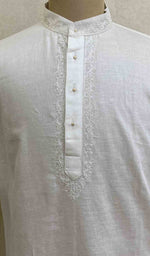Load image into Gallery viewer, Men&#39;s Lucknowi Handcrafted Cotton Chikankari Kurta - HONC021604
