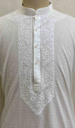 Load image into Gallery viewer, Men&#39;s Lucknowi Handcrafted Cotton Chikankari Kurta - HONC021627
