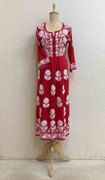 Load image into Gallery viewer, Women&#39;s Lucknowi Handcrafted Modal Cotton Chikankari Dress - HONC051221