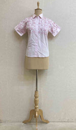 Load image into Gallery viewer, Women&#39;s Lakhnavi Handcrafted Cotton Chikankari Shirt Top - HONC054549
