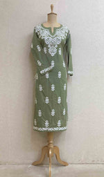 将图像加载到图库查看器中， Women&#39;s Lucknowi Handcrafted Modal Cotton Chikankari Kurti - HONC053131
