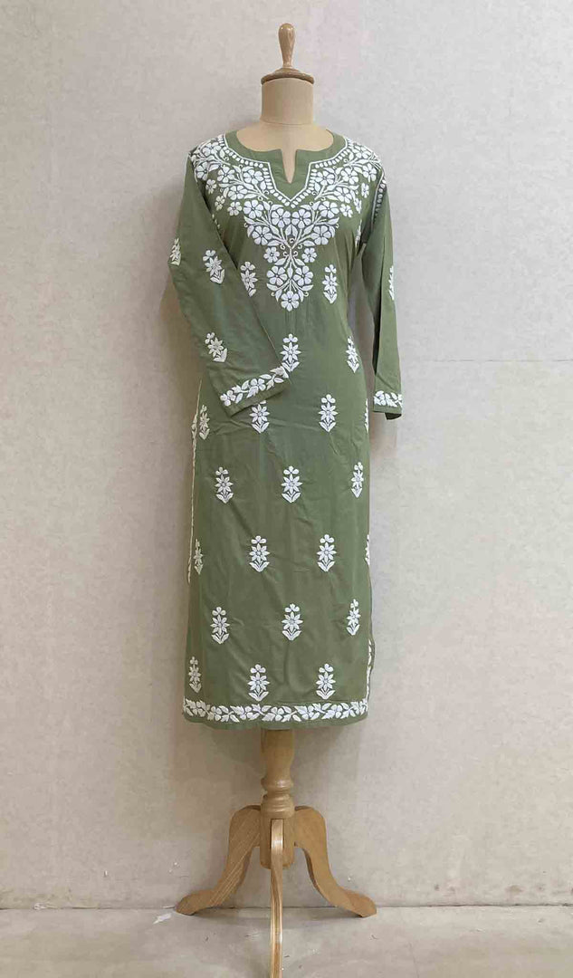 Women's Lucknowi Handcrafted Modal Cotton Chikankari Kurti - HONC053131