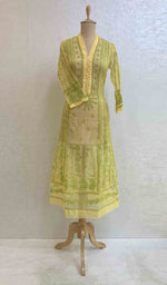 将图像加载到图库查看器中， Gul Women&#39;s Lakhnavi Handcrafted Organza Chikankari Anarkali Dress- HONC040020
