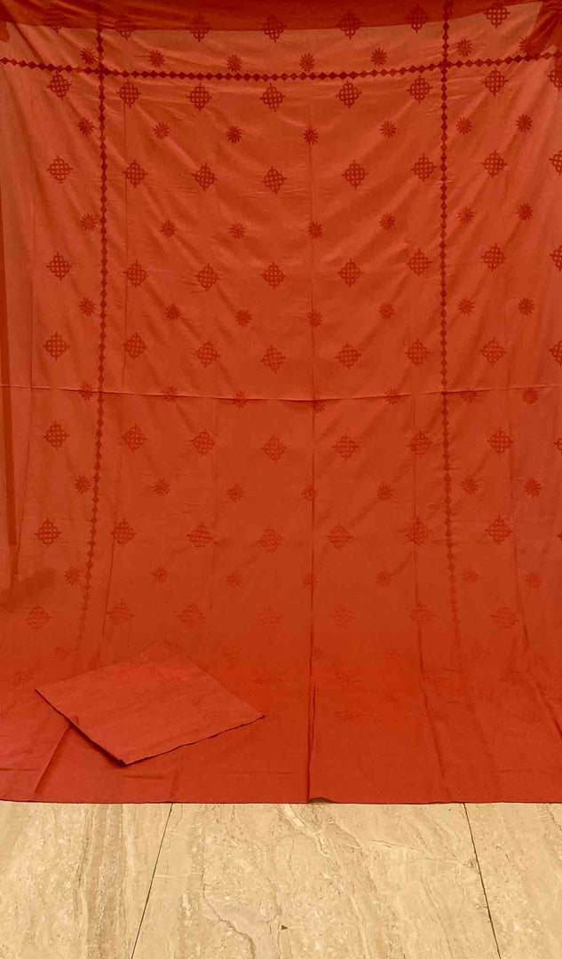 Lakhnavi 手工制作的 Chikankari 棉质床单套装 - HONC043433