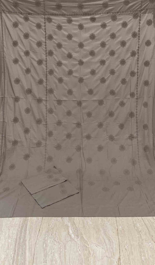 Lakhnavi Handcrafted Cotton Chikankari Bedsheet Set - HONC043439