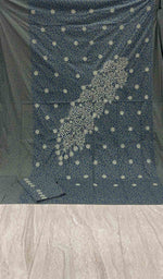 将图像加载到图库查看器中， Lakhnavi 手工制作的 Chikankari 棉质床单套装 - HONC043421