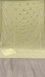 将图像加载到图库查看器中， Lakhnavi 手工制作的 Chikankari 棉质床单套装 - HONC043432