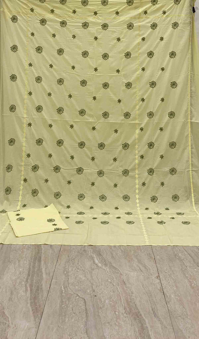 Lakhnavi Handcrafted Cotton Chikankari Bedsheet Set - HONC043431