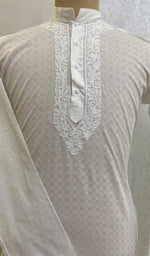 Load image into Gallery viewer, Men&#39;s Lucknowi Handcrafted Cotton Chikankari Kurta - HONC072364
