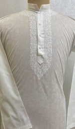 Load image into Gallery viewer, Men&#39;s Lucknowi Handcrafted Cotton Chikankari Kurta - HONC072367
