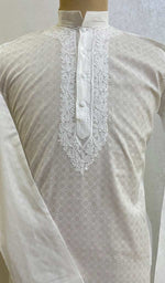 Load image into Gallery viewer, Men&#39;s Lucknowi Handcrafted Cotton Chikankari Kurta - HONC072366