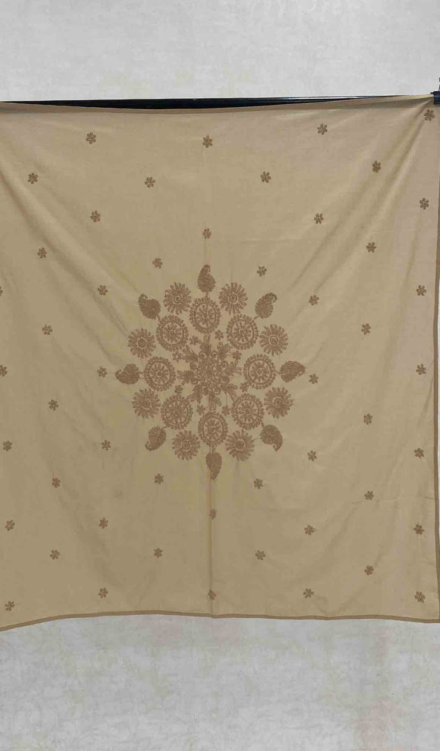Lakhnavi 手工制作的棉质 Chikankari 桌布 - HONC041275
