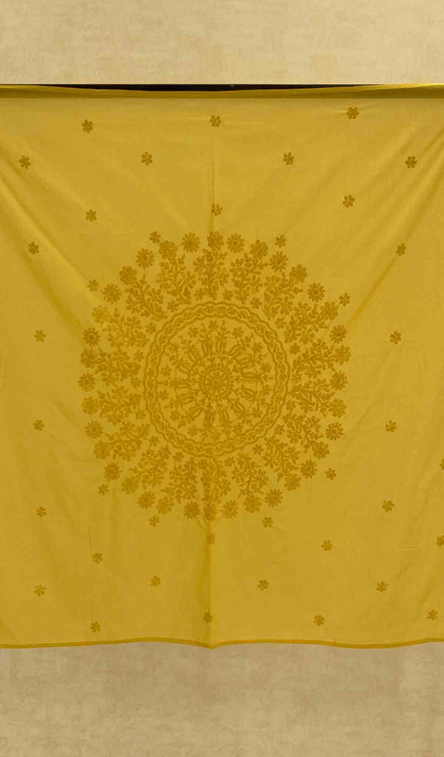 Lakhnavi 手工制作的棉质 Chikankari 桌布 - HONC041215