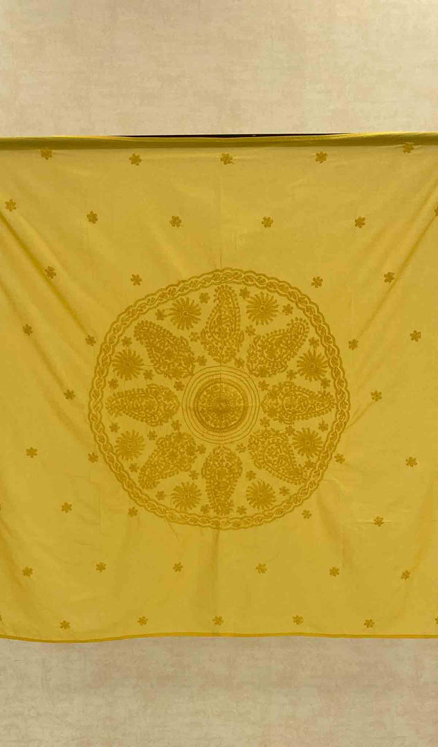 Lakhnavi 手工制作的棉质 Chikankari 桌布 -