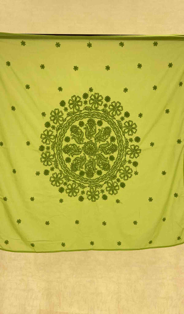 Lakhnavi Handcrafted Cotton Chikankari Table Cover - HONC041209