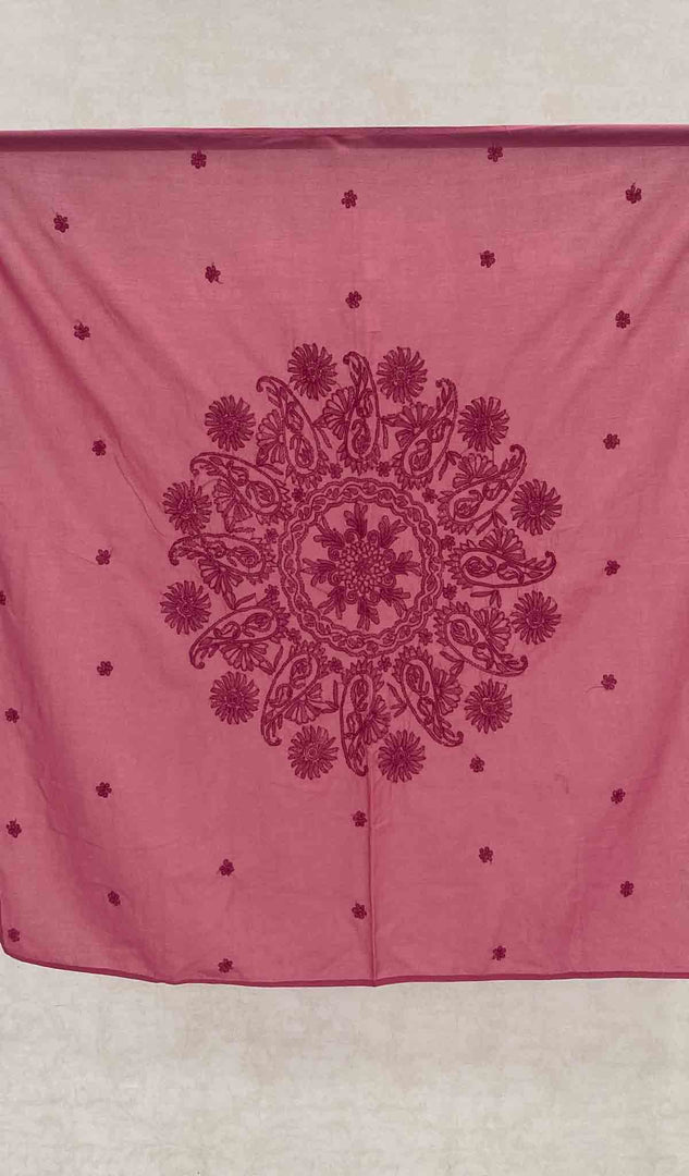 Lakhnavi Handcrafted Cotton Chikankari Table Cover - HONC041204