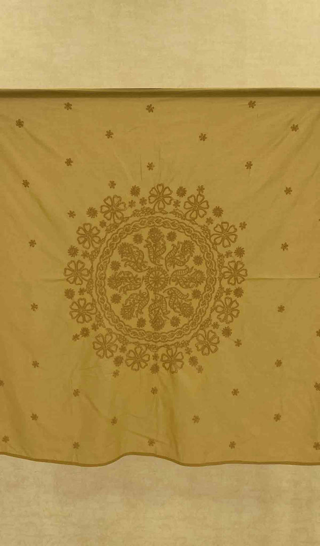 Lakhnavi 手工制作的棉质 Chikankari 桌布 - HONC041238