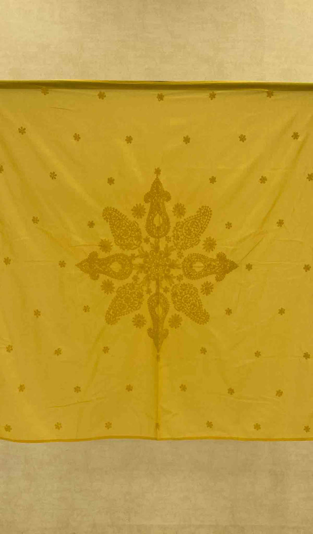 Lakhnavi 手工制作的棉质 Chikankari 桌布 - HONC041247
