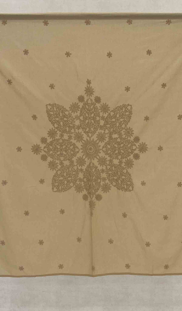 Lakhnavi 手工制作的棉质 Chikankari 桌布 - HONC041201