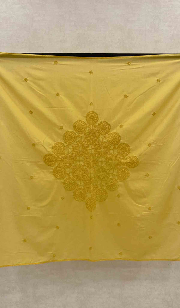 Lakhnavi 手工制作的棉质 Chikankari 桌布 - HONC041237