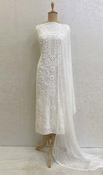 Load image into Gallery viewer, Women&#39;s Lucknowi Handcrafted Viscose Georgette Chikankari Suit Material  - HONC073998
