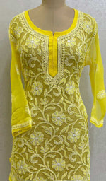 Load image into Gallery viewer, Women's Lakhnavi Handcrafted  Fox-Georgette Chikankari Top - HONC093101