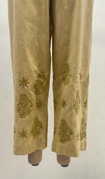 将图像加载到图库查看器中， Lakhnavi 手工制作棉质 Chikankari 长裤 - HONC070128 