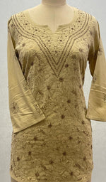 将图像加载到图库查看器中， Lucknowi 手工制作的棉质 Chikankari 上衣 - HONC099186