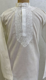 Load image into Gallery viewer, Men&#39;s Lucknowi Handcrafted Cotton Chikankari Kurta - HONC085885
