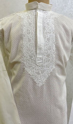 Load image into Gallery viewer, Men&#39;s Lucknowi Handcrafted Cotton Chikankari Kurta - HONC021760