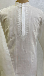 Load image into Gallery viewer, Men&#39;s Lucknowi Handcrafted Cotton Chikankari Kurta -  HONC096281
