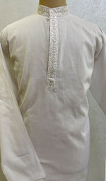 Load image into Gallery viewer, Men&#39;s Lucknowi Handcrafted Cotton Chikankari Kurta - HONC096280
